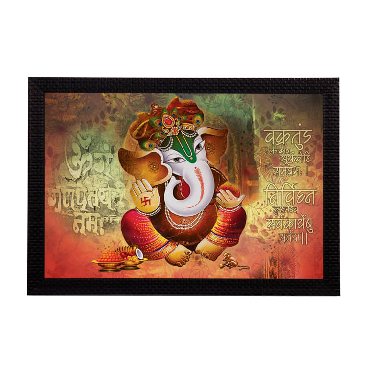     			eCraftIndia Multicoloured Lord Ganesha UV Wall Art