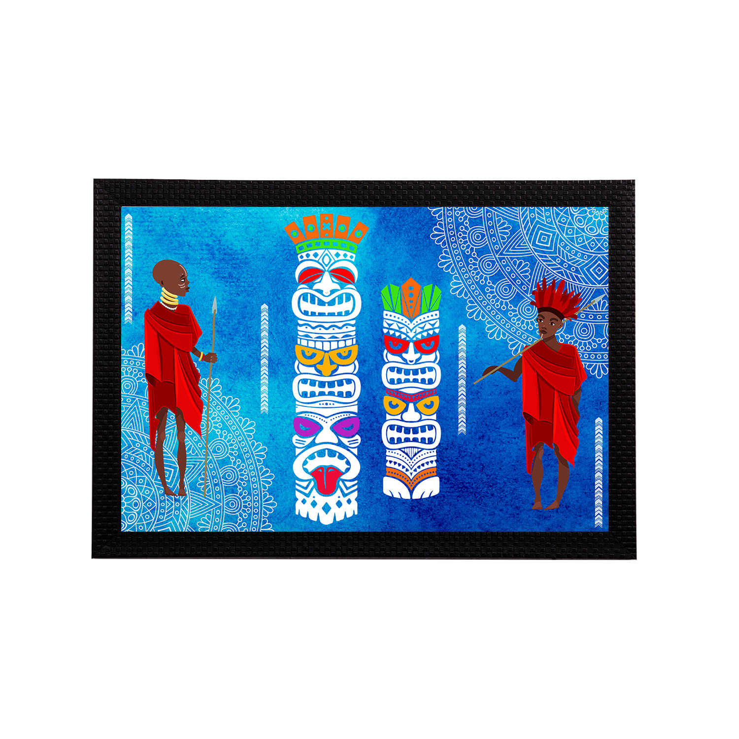 eCraftIndia Multicoloured Tribal Theme Satin Matt Texture UV Wall Art     			eCraftIndia Multicoloured Tribal Theme Satin Matt Texture UV Wall Art