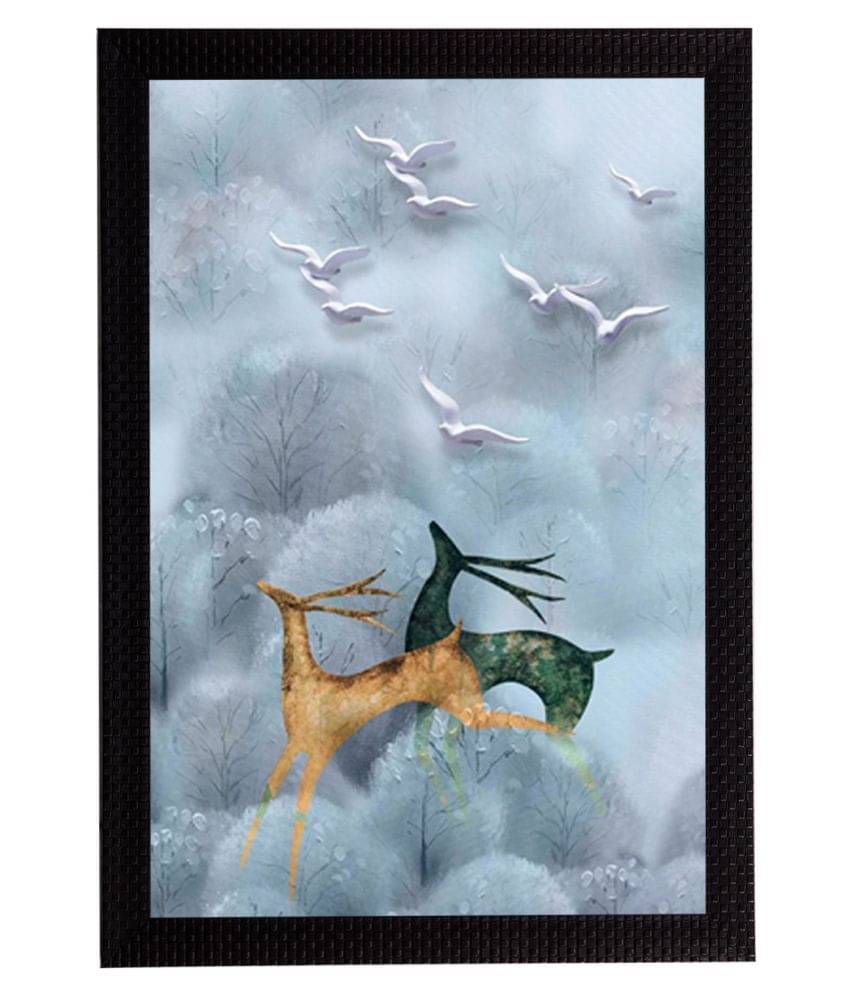     			eCraftIndia Running Deer Satin Matt Texture UV Art Painting