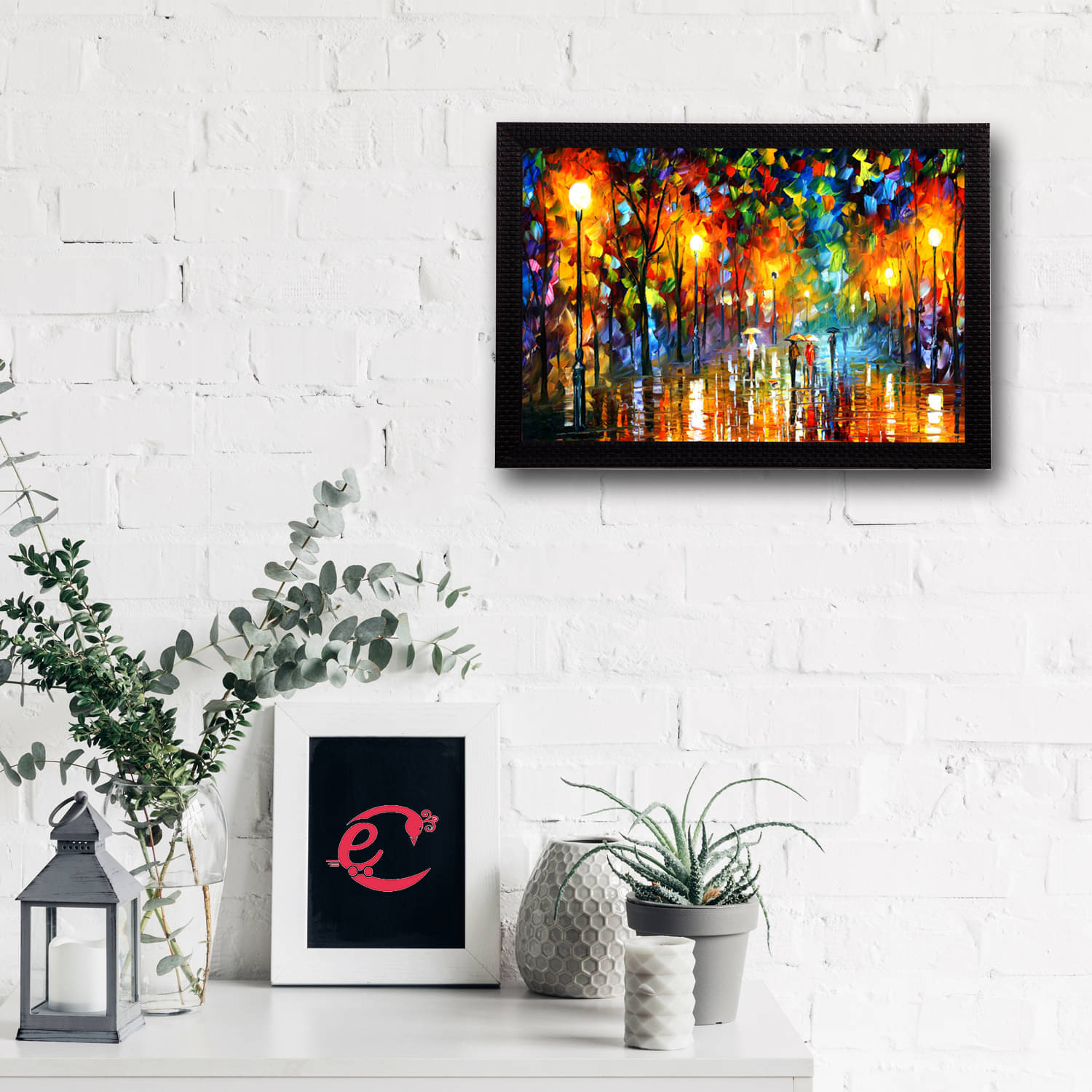     			eCraftIndia Multicoloured Loving Couple UV Wall Art