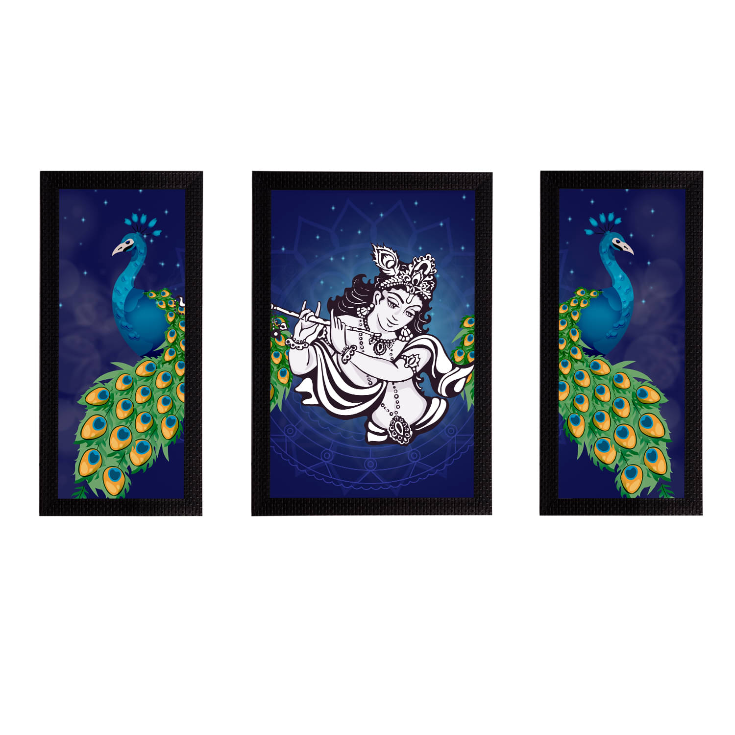 eCraftIndia Set of 3 Lord Krishna Satin Matt Texture UV Art Painting eCraftIndia Set of 3 Lord Krishna Satin Matt Texture UV Art Painting