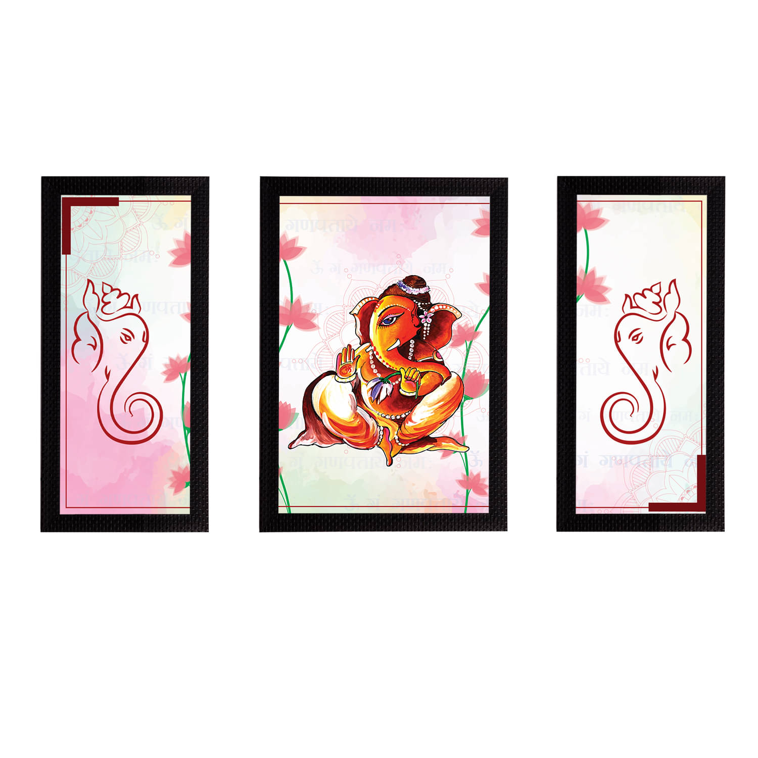 eCraftIndia Set of 3 Orange and White Lord Ganesha Satin Matt Texture UV Wall Arts eCraftIndia Set of 3 Orange and White Lord Ganesha Satin Matt Texture UV Wall Arts
