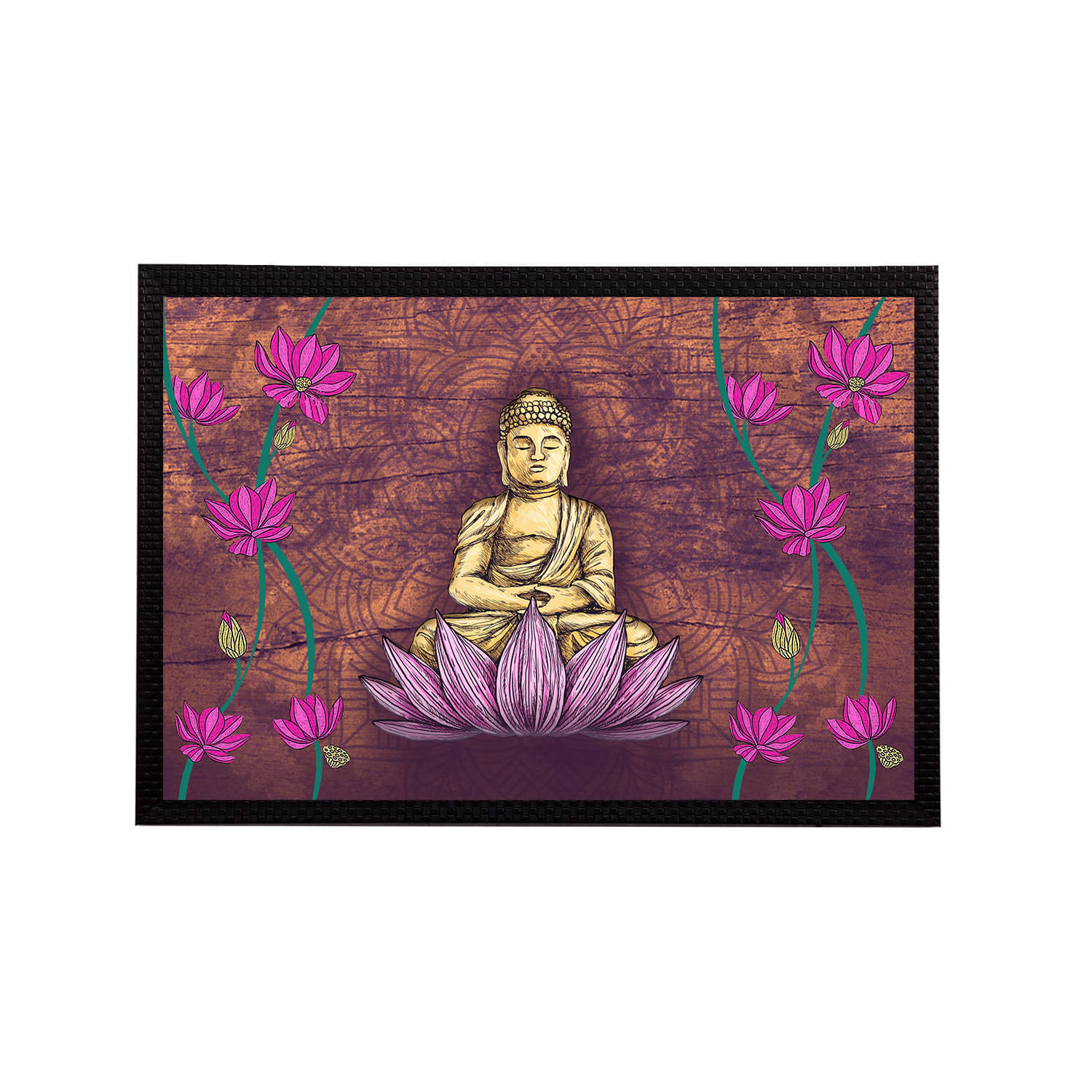 eCraftIndia Beige & Pink Meditating Lord Budhha Printed Satin Matt Textured UV Wall Art eCraftIndia Beige & Pink Meditating Lord Budhha Printed Satin Matt Textured UV Wall Art