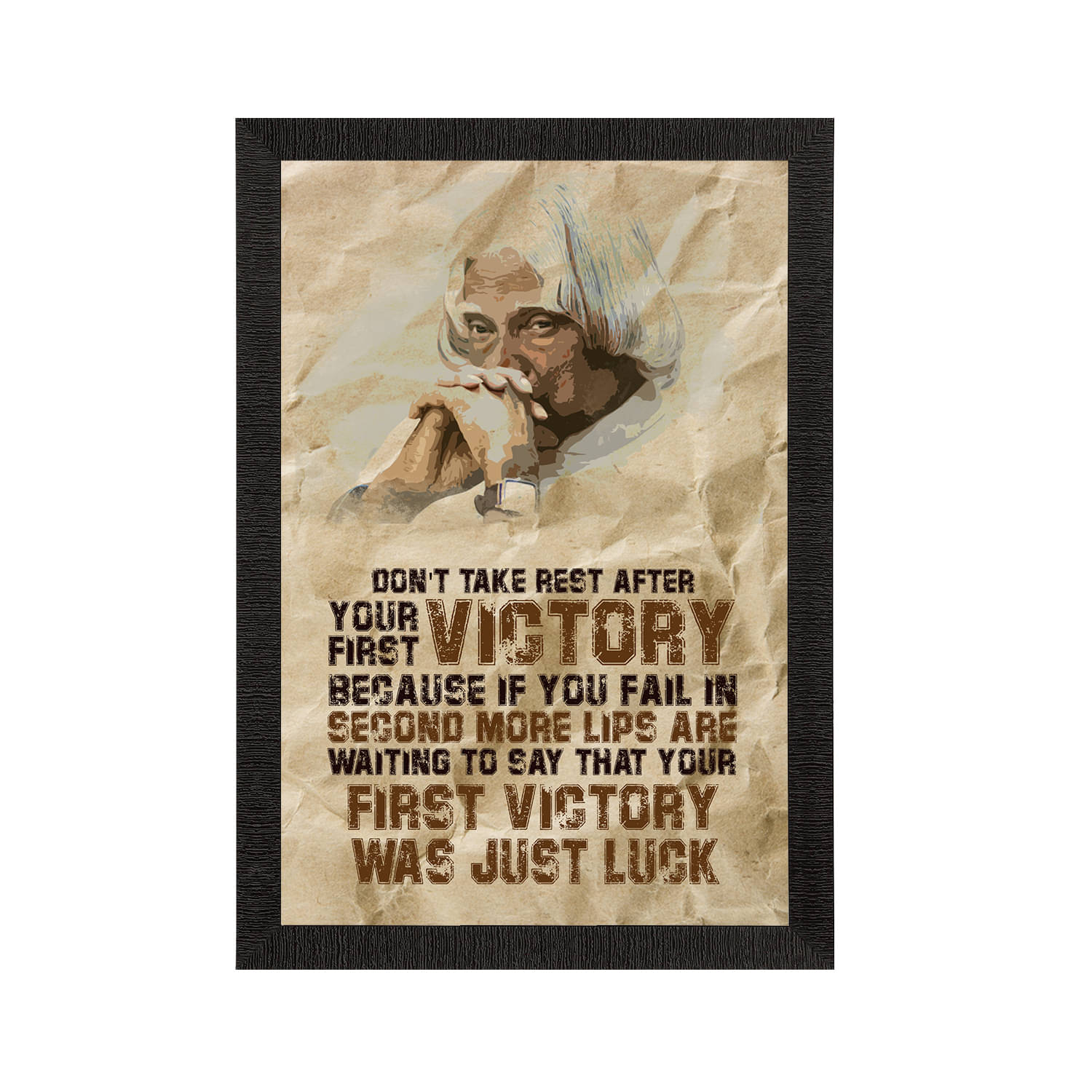     			eCraftIndia Beige & Black A. P. J. Abdul Kalam Motivational Quote Wall Painting
