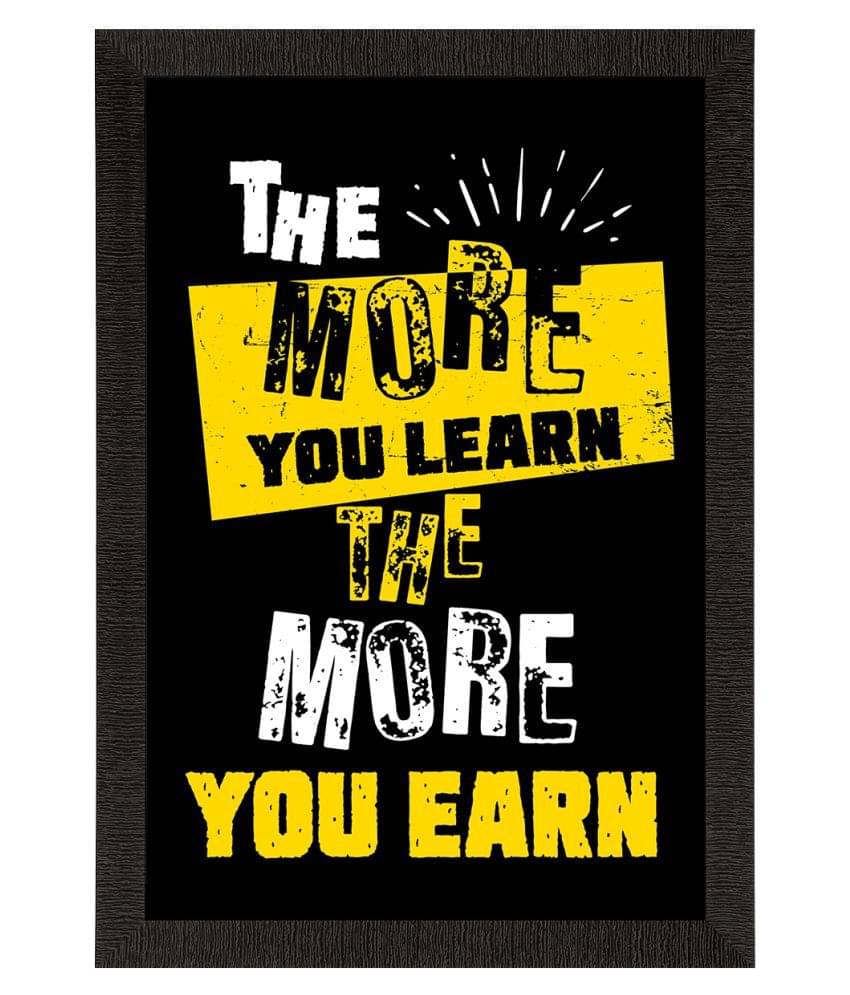     			eCraftIndia Black & Yellow Motivational Quote Satin Matte Texture UV Wall Painting