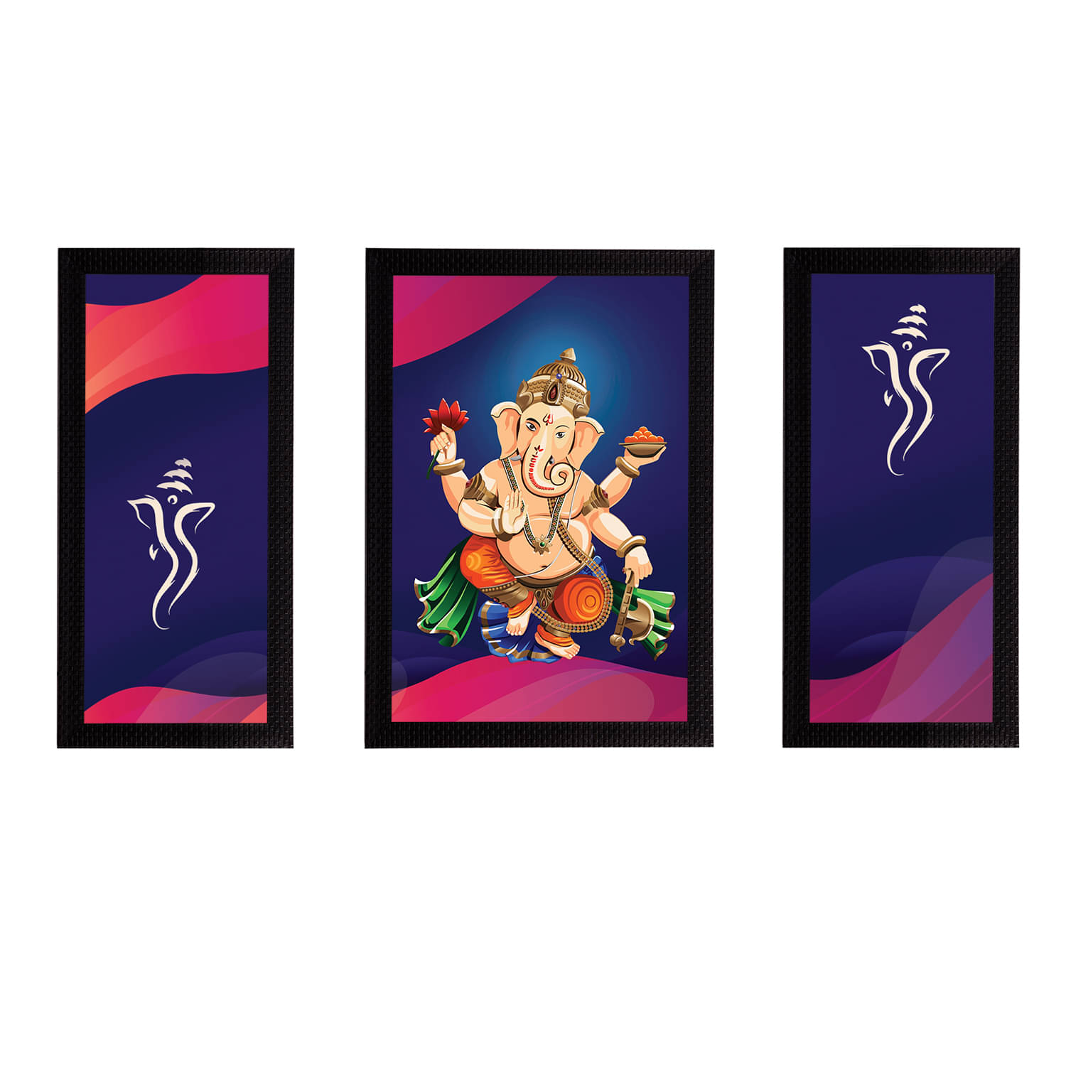 eCraftIndia Set of 3 Blue & White Lord Ganesha Satin Matt Texture UV Art Paintings eCraftIndia Set of 3 Blue & White Lord Ganesha Satin Matt Texture UV Art Paintings