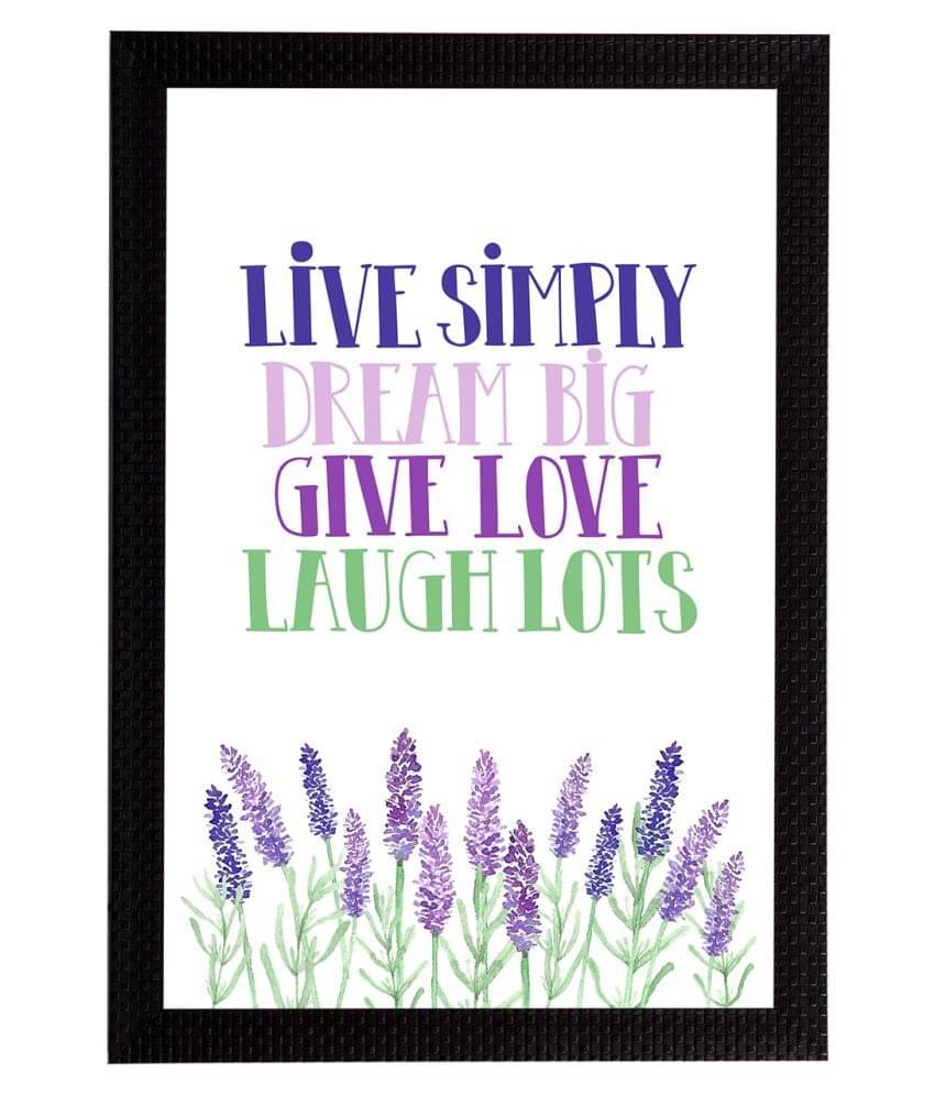 eCraftIndia White & Purple Live Simply Dream Big Give Love Laugh Lots quote printed UV Wall Art     			eCraftIndia White & Purple Live Simply Dream Big Give Love Laugh Lots quote printed UV Wall Art