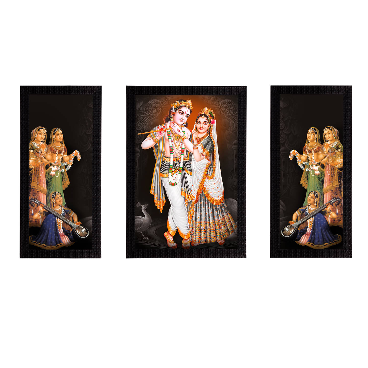 eCraftIndia Set of 3 Multicoloured Radha Krishna Satin Matt Textured UV Wall Arts eCraftIndia Set of 3 Multicoloured Radha Krishna Satin Matt Textured UV Wall Arts