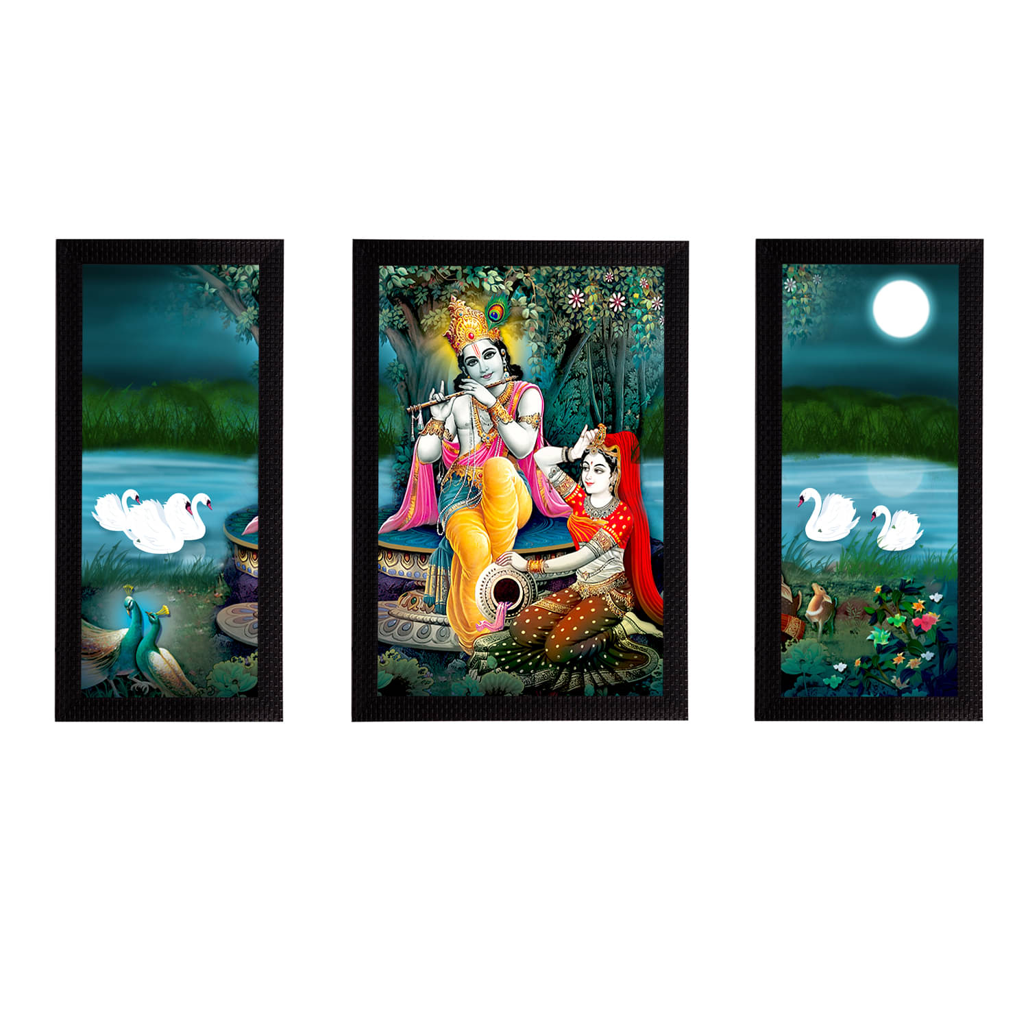 eCraftIndia Set of 3 Multicoloured Radha Krishna Satin Matt Texture UV Art Paintings eCraftIndia Set of 3 Multicoloured Radha Krishna Satin Matt Texture UV Art Paintings