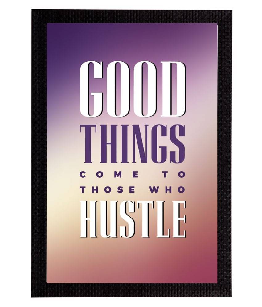     			eCraftIndia Purple & White "Good Things Come To Those Who Hustle" Motivational Quote Matt Texture UV Art Painting