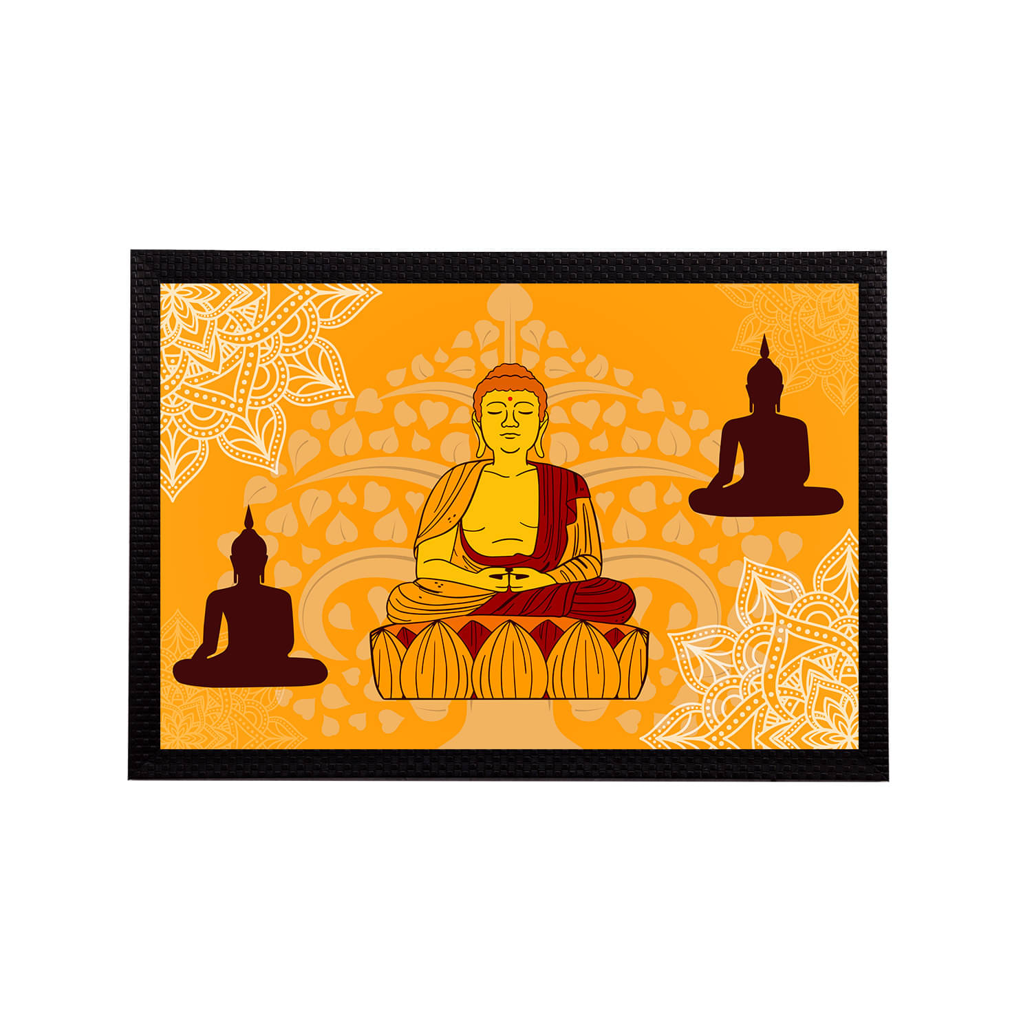     			eCraftIndia Multicoloured Meditating Lord Buddha Satin Matt Texture UV Wall Art