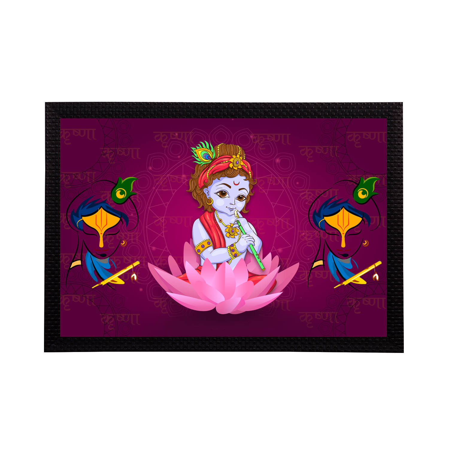     			eCraftIndia Lord Krishna Satin Matt Texture UV Art Painting