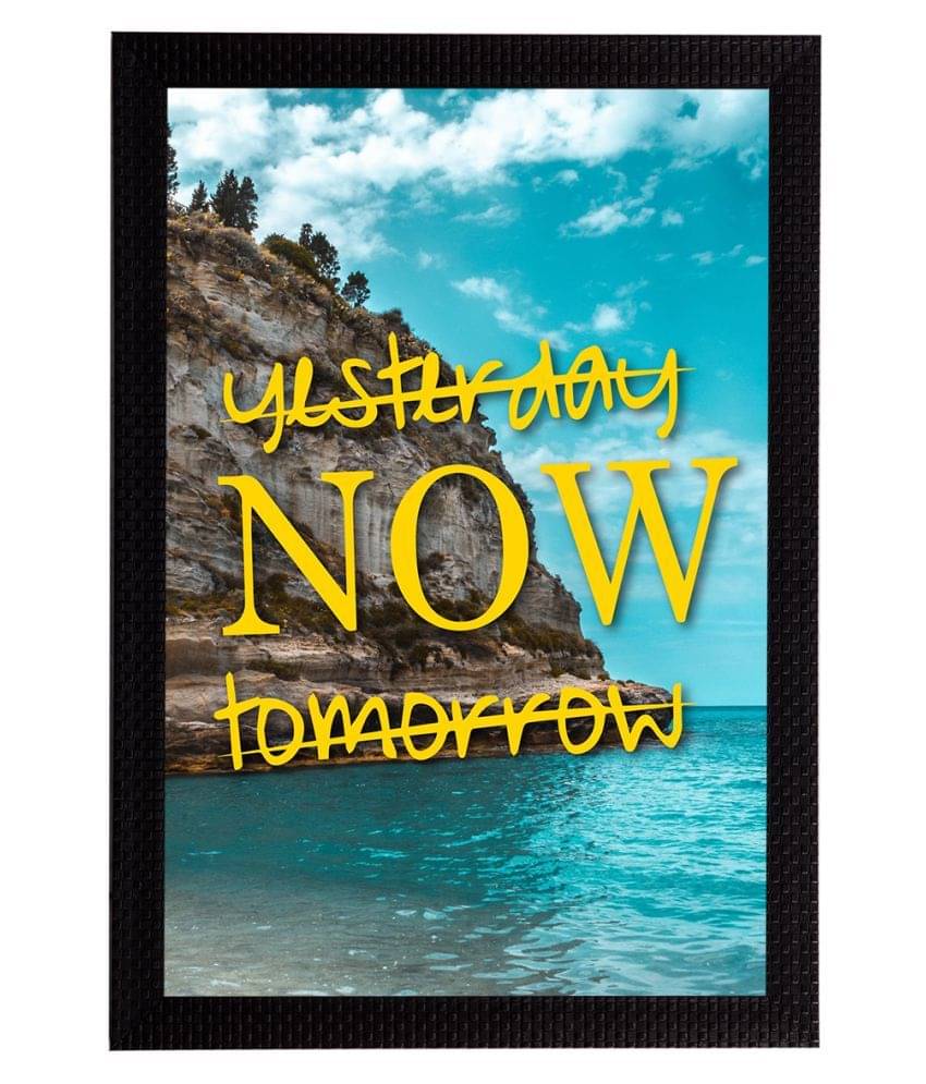 eCraftIndia Yellow & White "Yesterday Now Tomorrow" Motivational Quote Satin Matt Texture UV Art Painting eCraftIndia Yellow & White "Yesterday Now Tomorrow" Motivational Quote Satin Matt Texture UV Art Painting