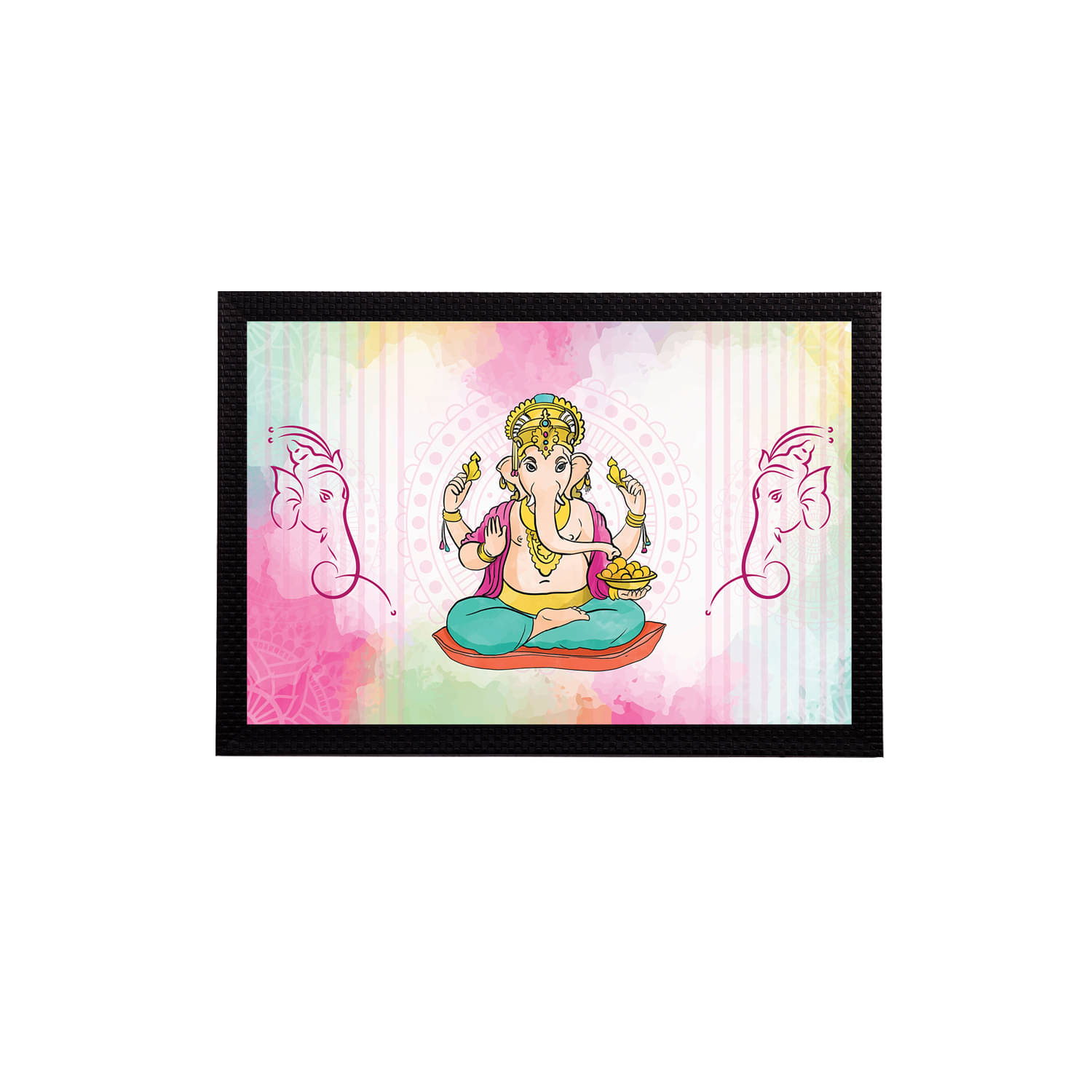     			eCraftIndia Off-White & Pink Lord Ganesha Satin Matt Texture UV Art Painting