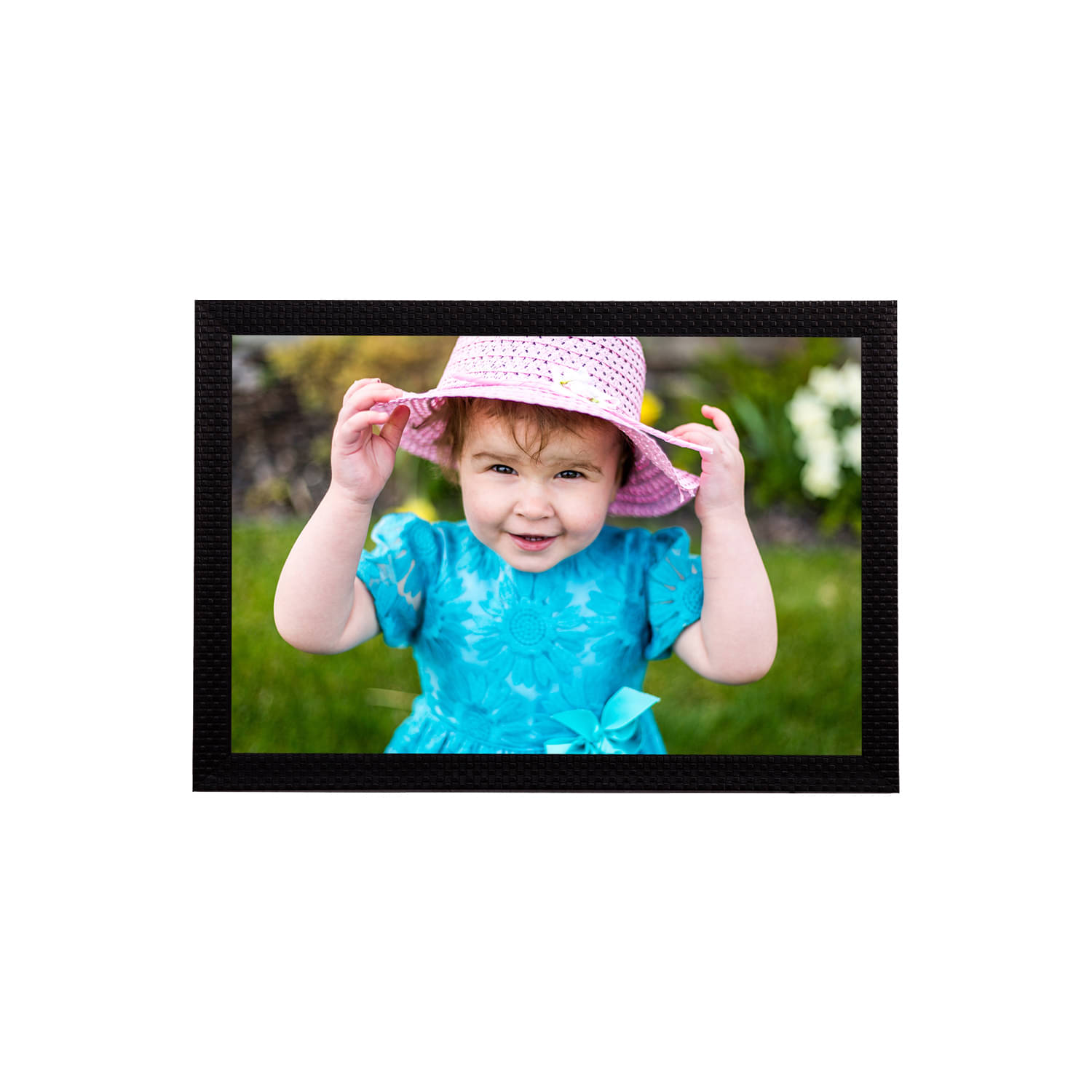     			eCraftIndia Blue & Pink Cute Baby Satin Matt Textured UV Wall Art