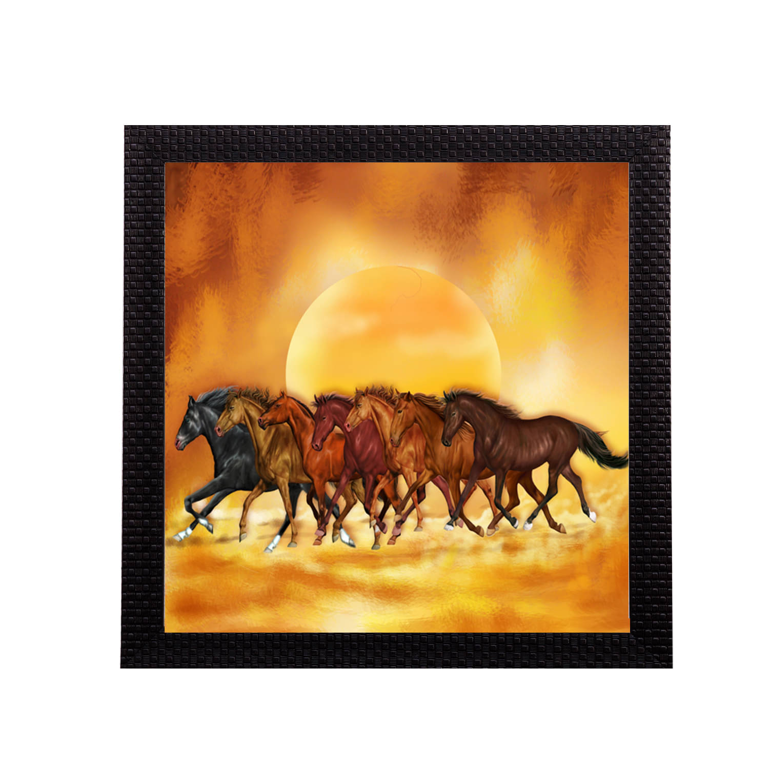     			eCraftIndia 7 Running Lucky Horses Design Satin Matt Texture UV Art Painting