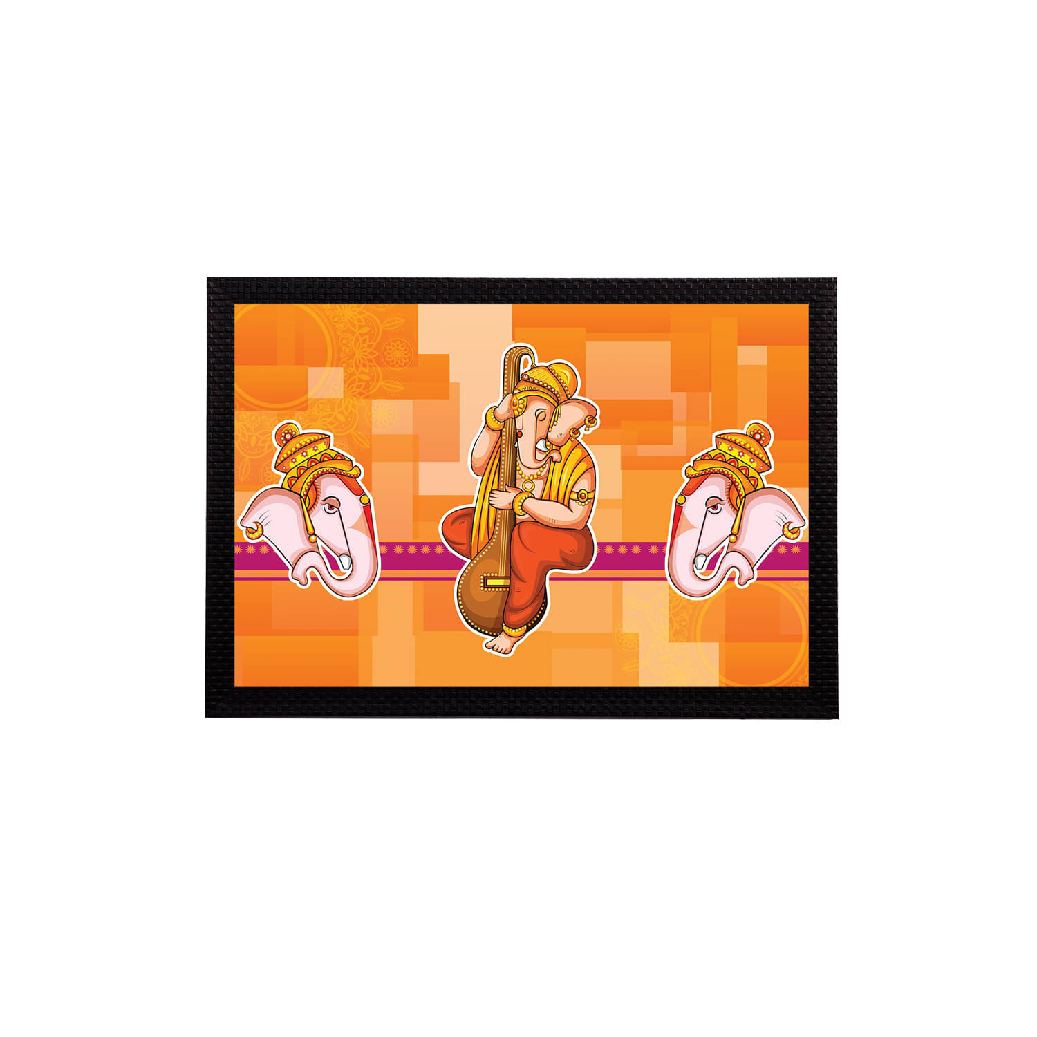 eCraftIndia Orange & Gold-Coloured Lord Ganesha Satin Matt Textured UV Wall Art eCraftIndia Orange & Gold-Coloured Lord Ganesha Satin Matt Textured UV Wall Art