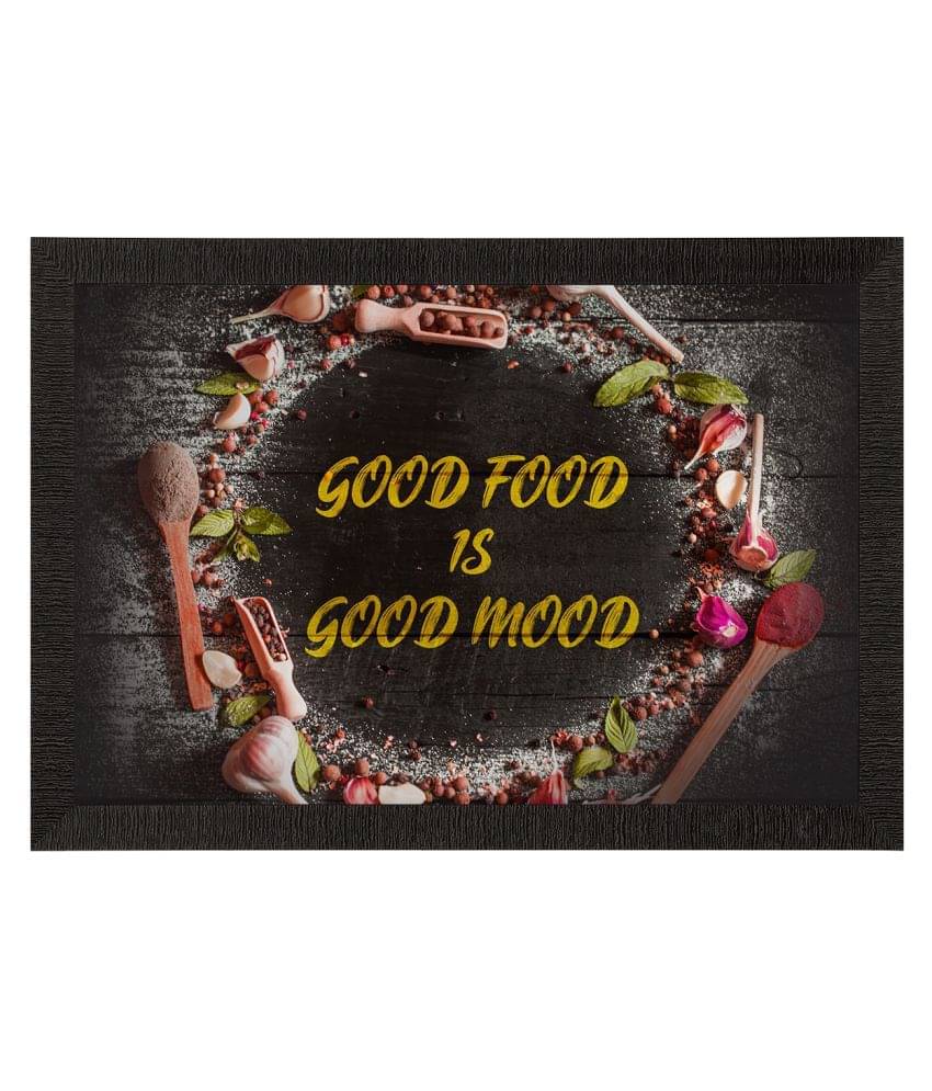 eCraftIndia Black & Yellow Good Food Is Good Mood Satin Matt Texture UV Art Painting eCraftIndia Black & Yellow Good Food Is Good Mood Satin Matt Texture UV Art Painting