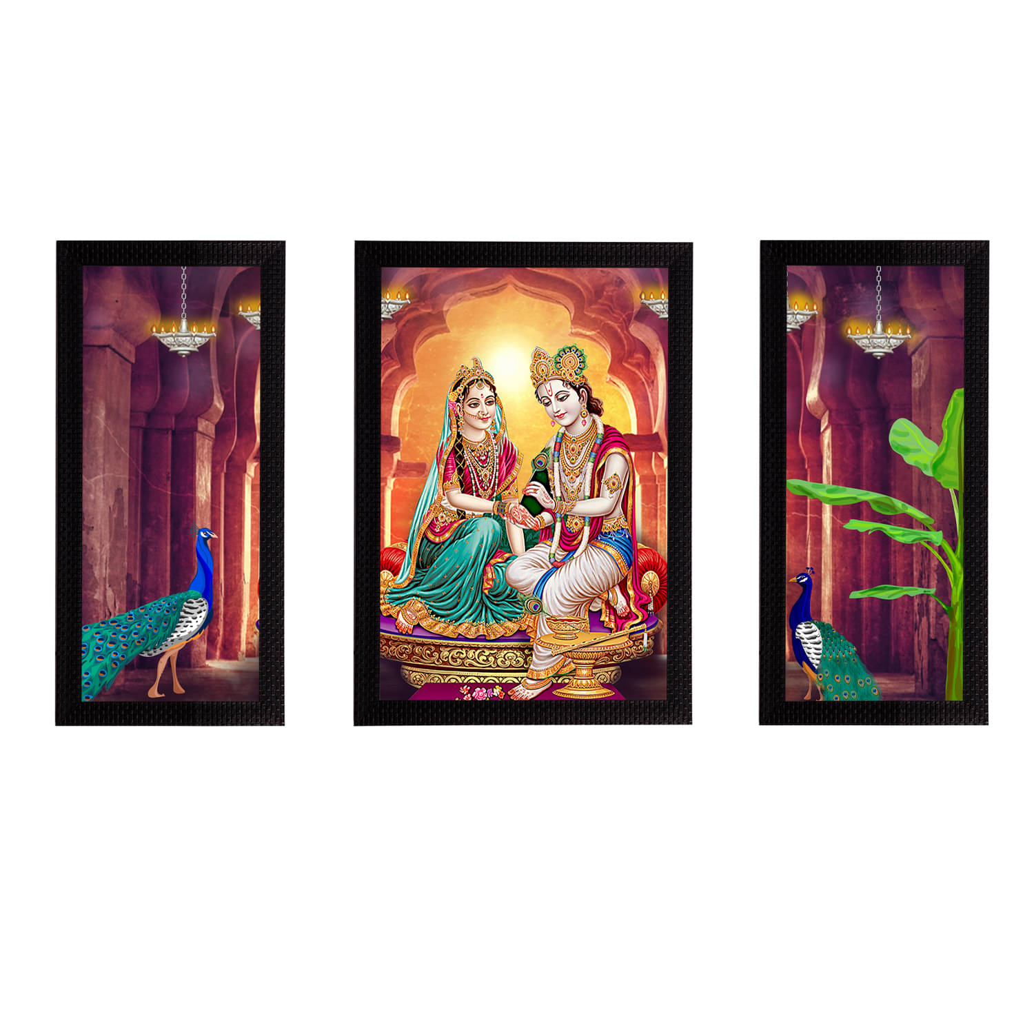 eCraftIndia Set of 3 Multicoloured Radha Krishna Satin Matt Textured UV Wall Arts eCraftIndia Set of 3 Multicoloured Radha Krishna Satin Matt Textured UV Wall Arts