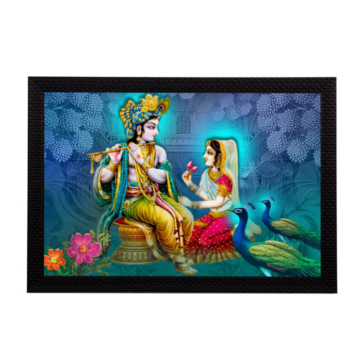     			eCraftIndia Radha Krishna Playing Flute Satin Matt Texture UV Art Painting