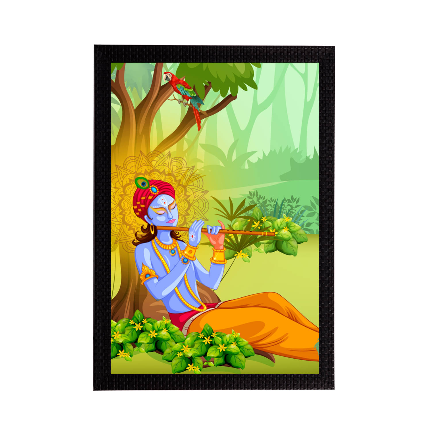     			eCraftIndia Multicoloured Lord Krishna Painting Wall Art With Frame
