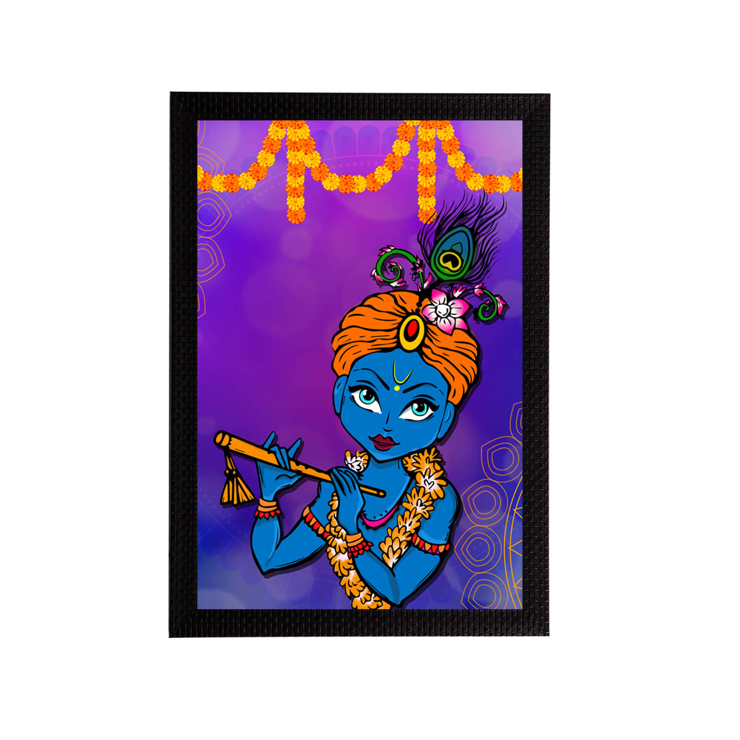     			eCraftIndia Lord Krishna Satin Matt Texture UV Art Painting