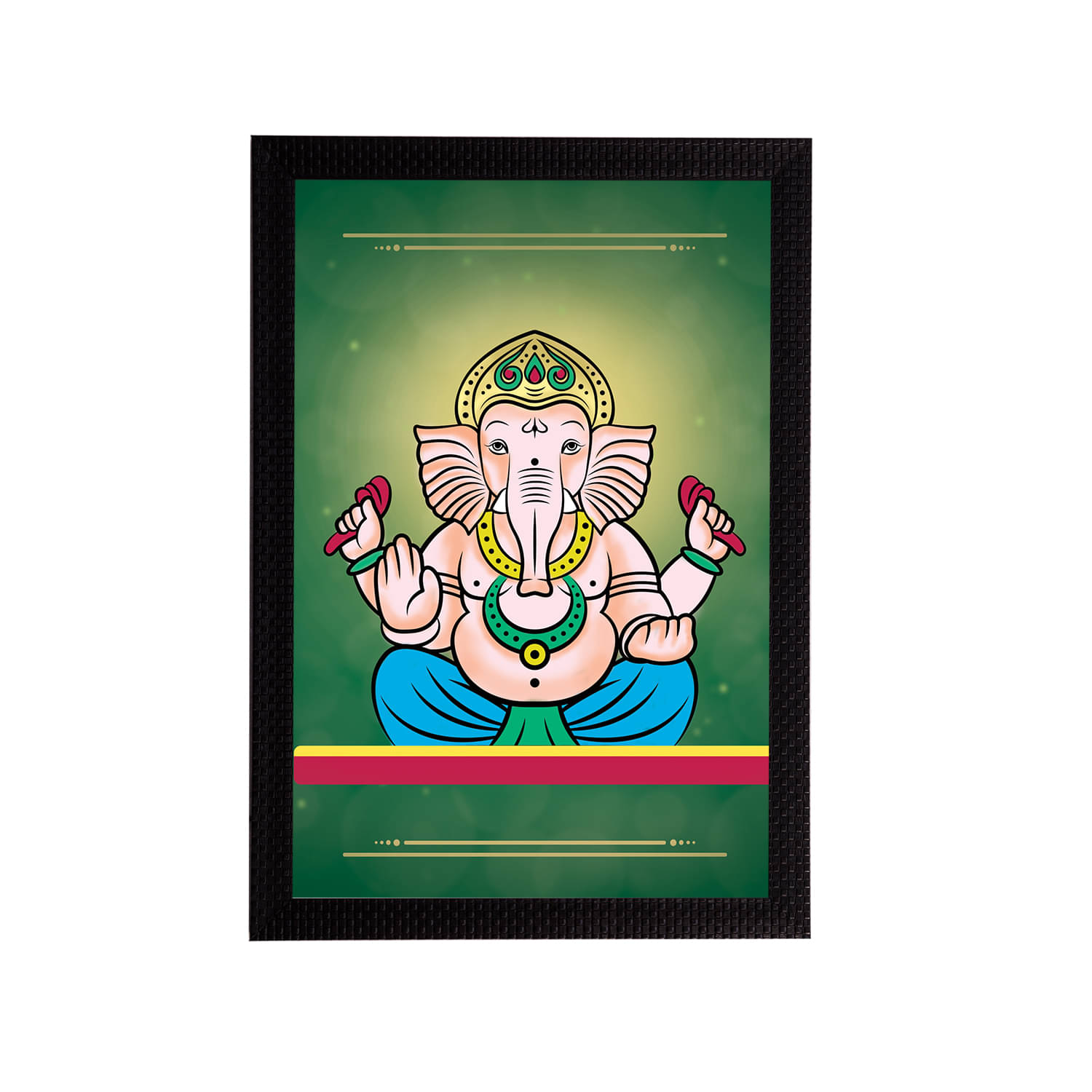     			eCraftIndia Green & Beige Lord Ganesha Satin Matt Textured UV Wall Art