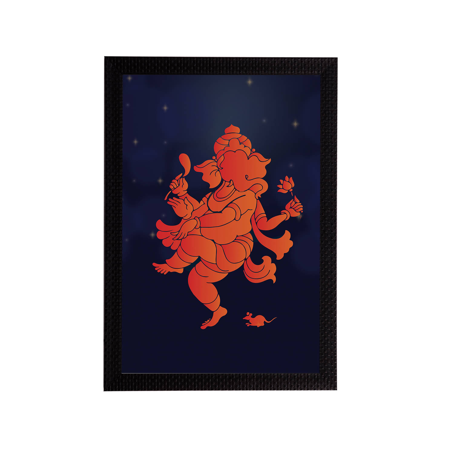     			eCraftIndia Navy Blue & Orange Lord Ganesha Satin Matt Texture UV Art Painting