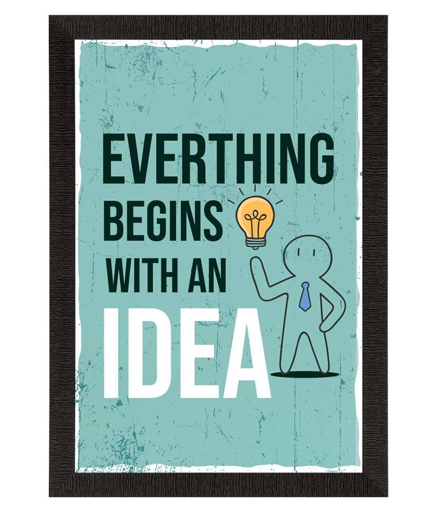 eCraftIndia Turquoise Blue & Black Everything Begins With An Idea Motivational Quote Satin Matt Textured UV Art Painting eCraftIndia Turquoise Blue & Black Everything Begins With An Idea Motivational Quote Satin Matt Textured UV Art Painting