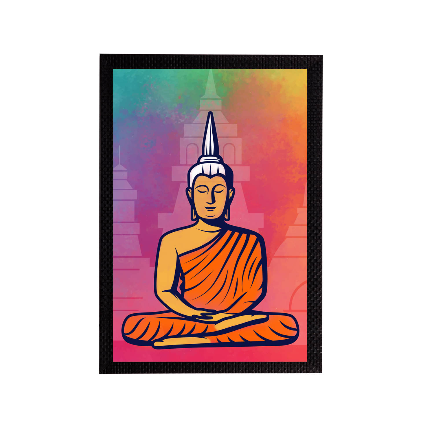 eCraftIndia Pink & Orange Meditating Lord Buddha Satin Matt Texture UV Wall Art eCraftIndia Pink & Orange Meditating Lord Buddha Satin Matt Texture UV Wall Art