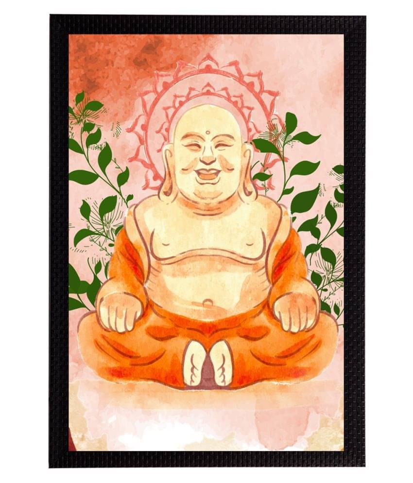 eCraftIndia Beige & Orange Meditating Laughing Buddha Satin Matt Textured UV Wall Painting eCraftIndia Beige & Orange Meditating Laughing Buddha Satin Matt Textured UV Wall Painting