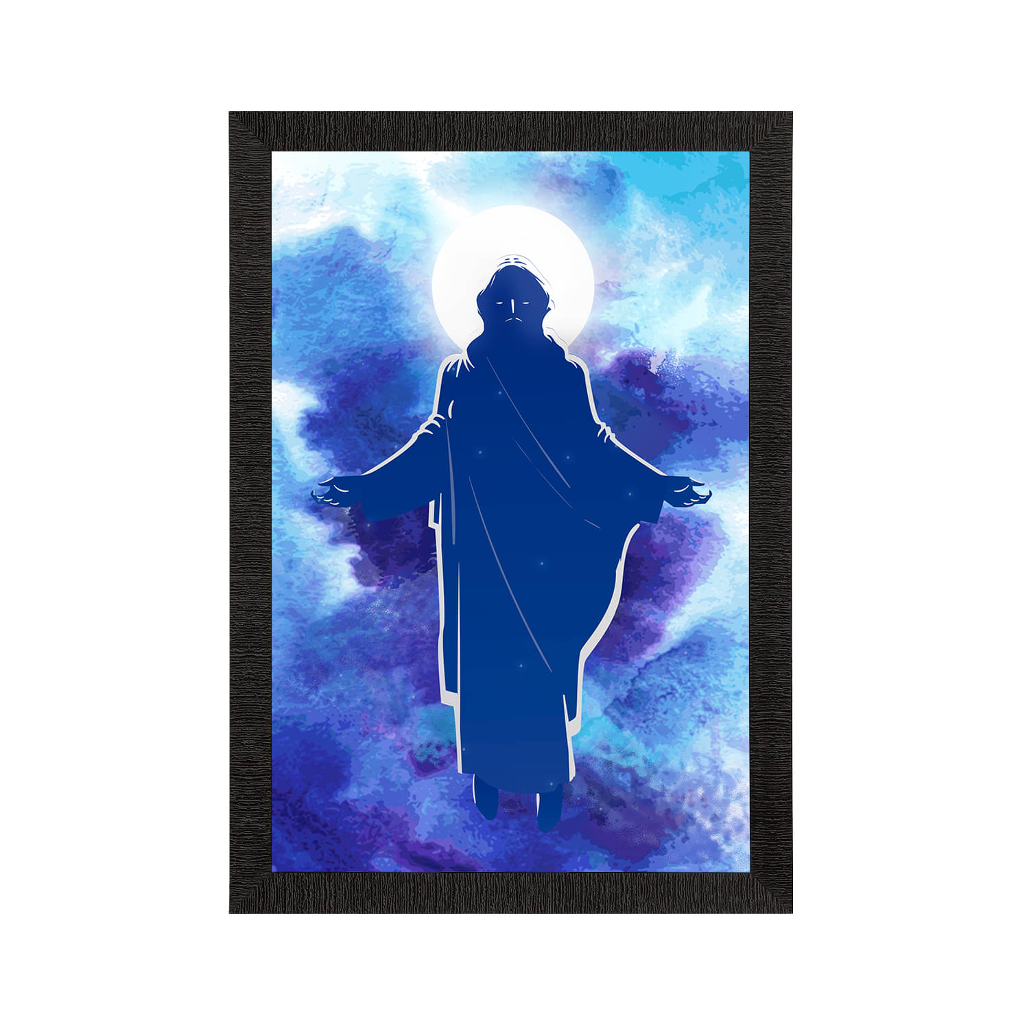     			eCraftIndia Blue & White Jesus Christ Satin Matt Texture UV Art Painting