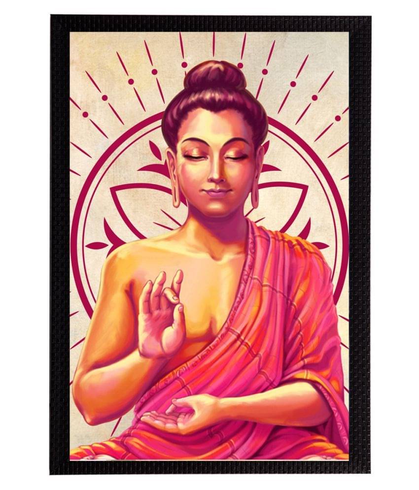     			eCraftIndia Multicoloured Meditating Lord Buddha Satin Matt Texture UV Wall Art