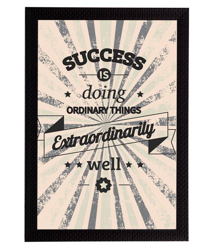     			eCraftIndia Beige & Black Quote Satin Matt Textured UV Art Paintings