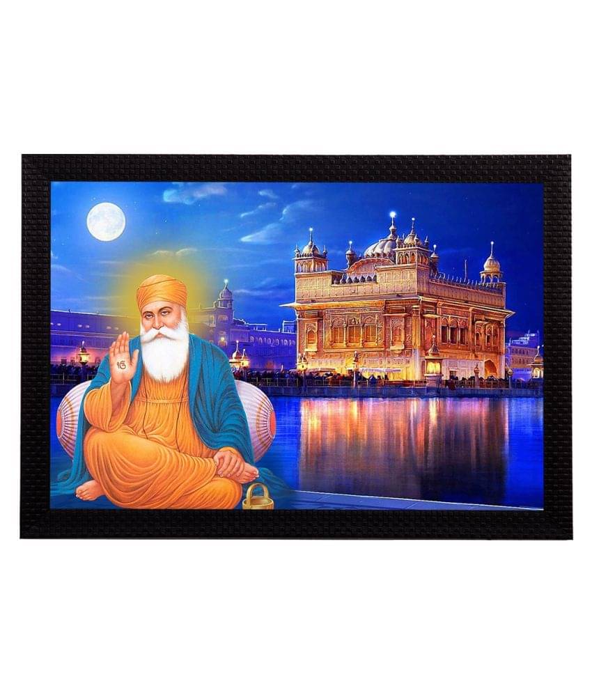     			eCraftIndia Blue & Yellow Guru Nanak Sahib UV Wall Art