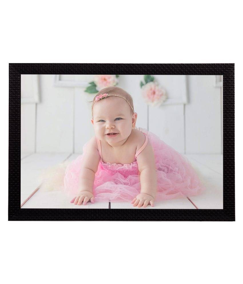 eCraftIndia White & Pink Cute Baby Satin Matt Texture Framed UV Wall Art Painting eCraftIndia White & Pink Cute Baby Satin Matt Texture Framed UV Wall Art Painting