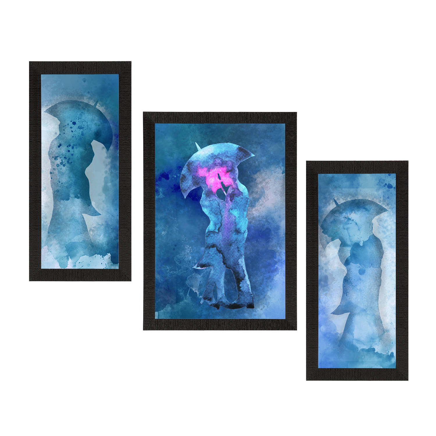 eCraftIndia Set of 3 Blue & White Loving Couple Under Umbrella Valentine Theme Satin Matt Texture Art Paintings eCraftIndia Set of 3 Blue & White Loving Couple Under Umbrella Valentine Theme Satin Matt Texture Art Paintings