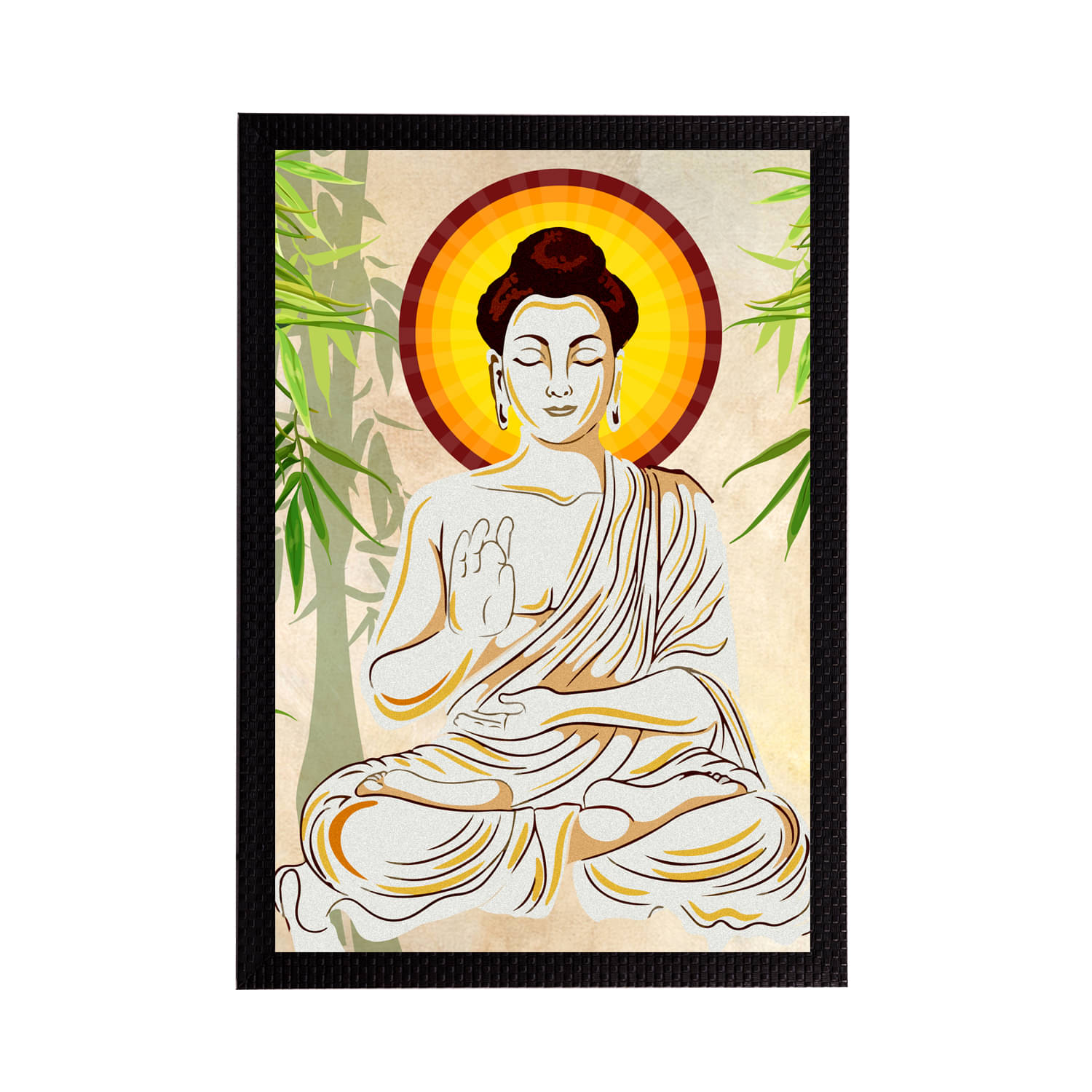 eCraftIndia Beige & Orange Meditating Lord Buddha Satin Matt Texture UV Wall Painting eCraftIndia Beige & Orange Meditating Lord Buddha Satin Matt Texture UV Wall Painting