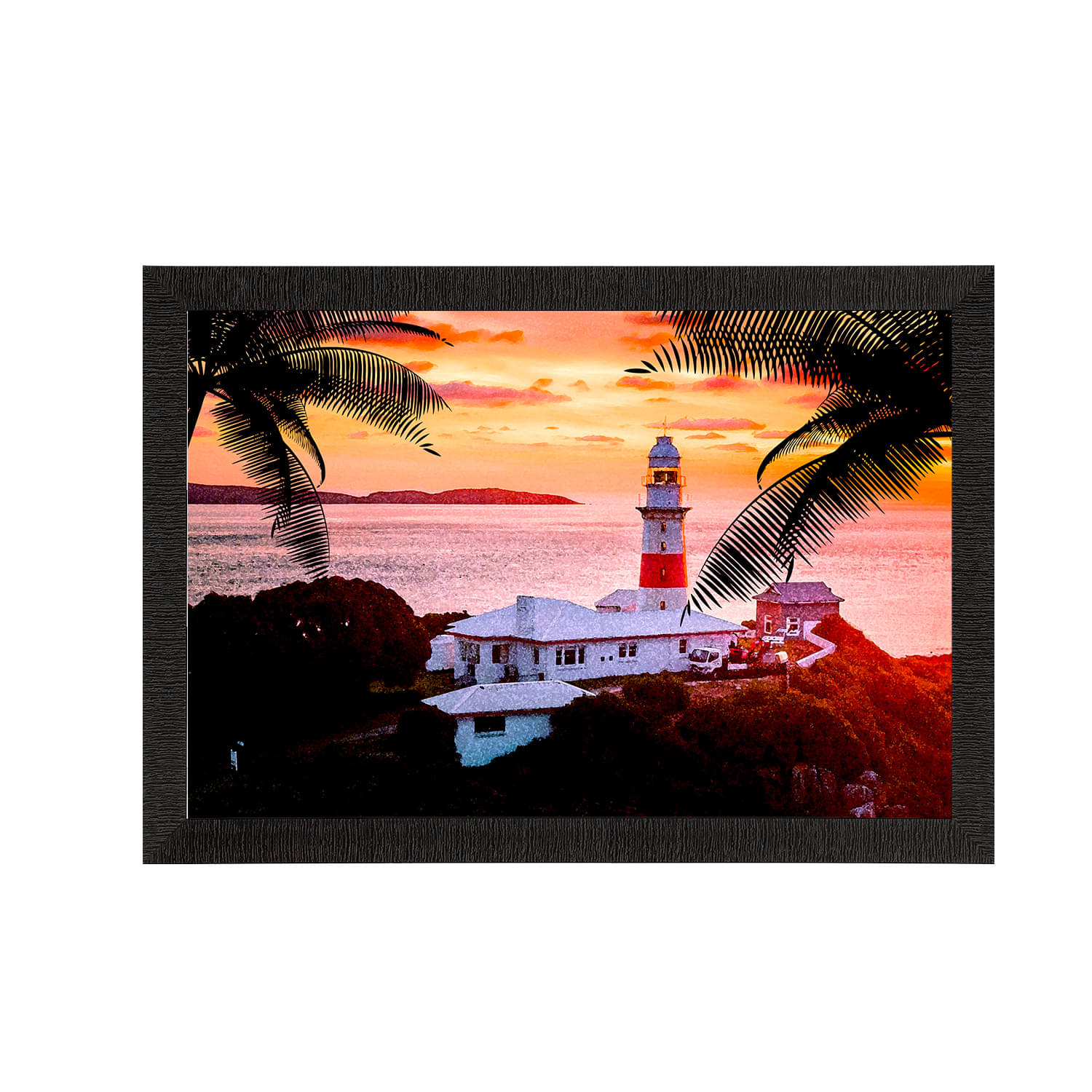 eCraftIndia Orange & White Seaside Lighthouse Scenic View Wall Art eCraftIndia Orange & White Seaside Lighthouse Scenic View Wall Art