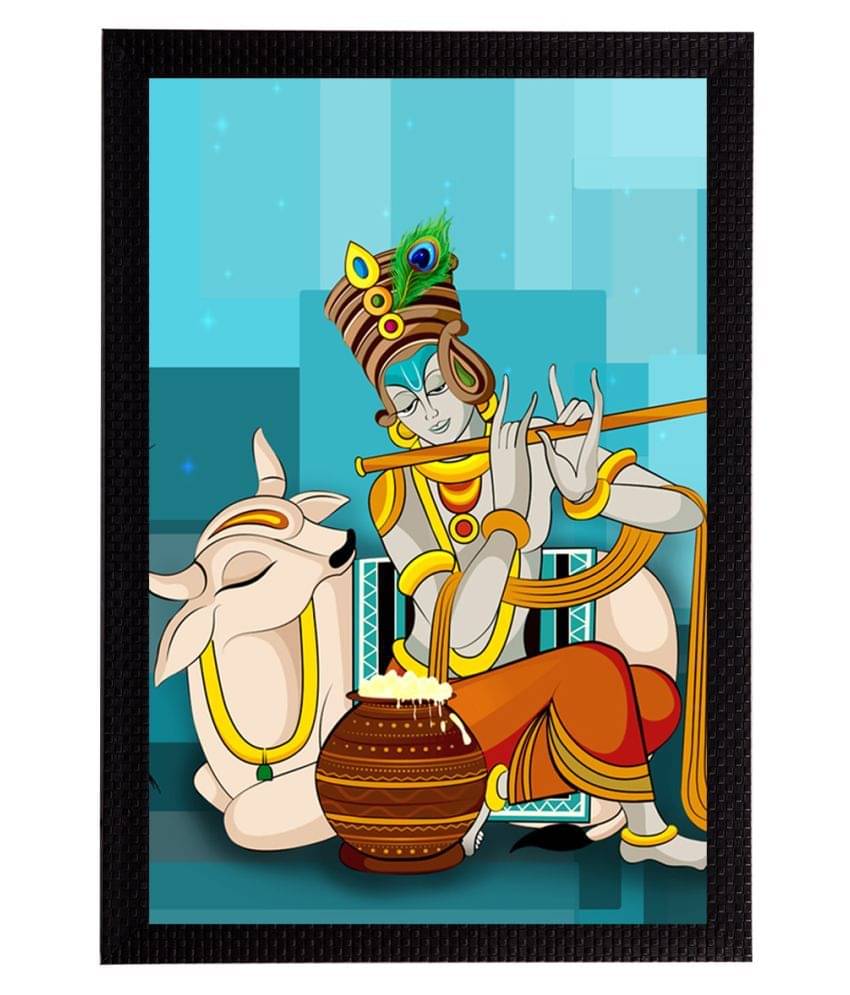     			eCraftIndia Lord Krishna Satin Matt Texture UV Art Painting