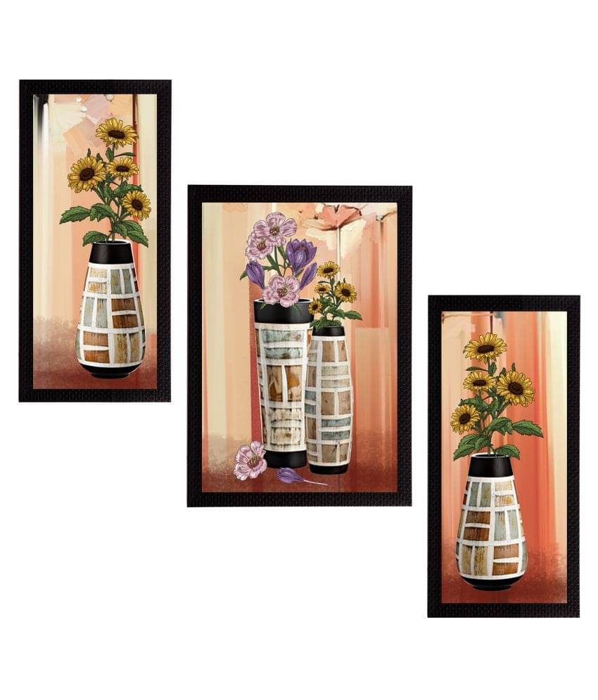 eCraftIndia Set of 3 Yellow & Green Botanical and Floral Satin Matt Textured UV Art Paintings eCraftIndia Set of 3 Yellow & Green Botanical and Floral Satin Matt Textured UV Art Paintings