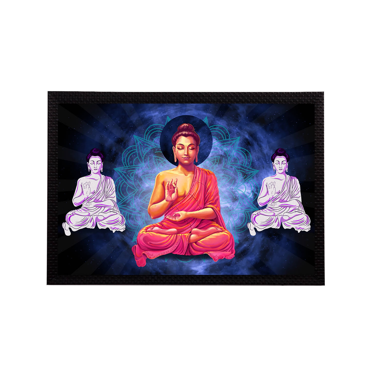 eCraftIndia White & Blue Meditating Lord Buddha Satin Matt Texture UV Art Painting eCraftIndia White & Blue Meditating Lord Buddha Satin Matt Texture UV Art Painting