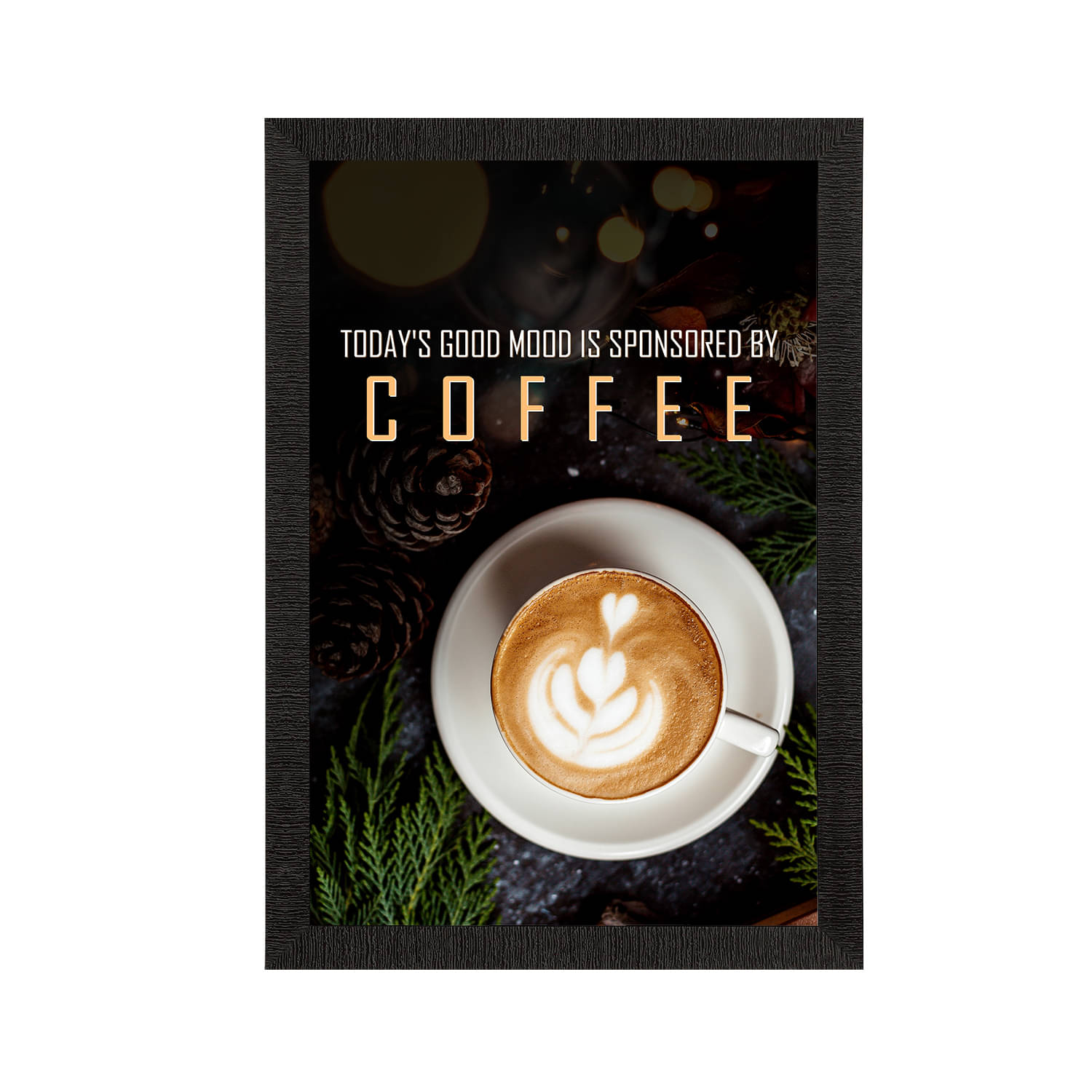     			eCraftIndia Black & White Coffee Quote Satin Matte Texture UV Wall Painting