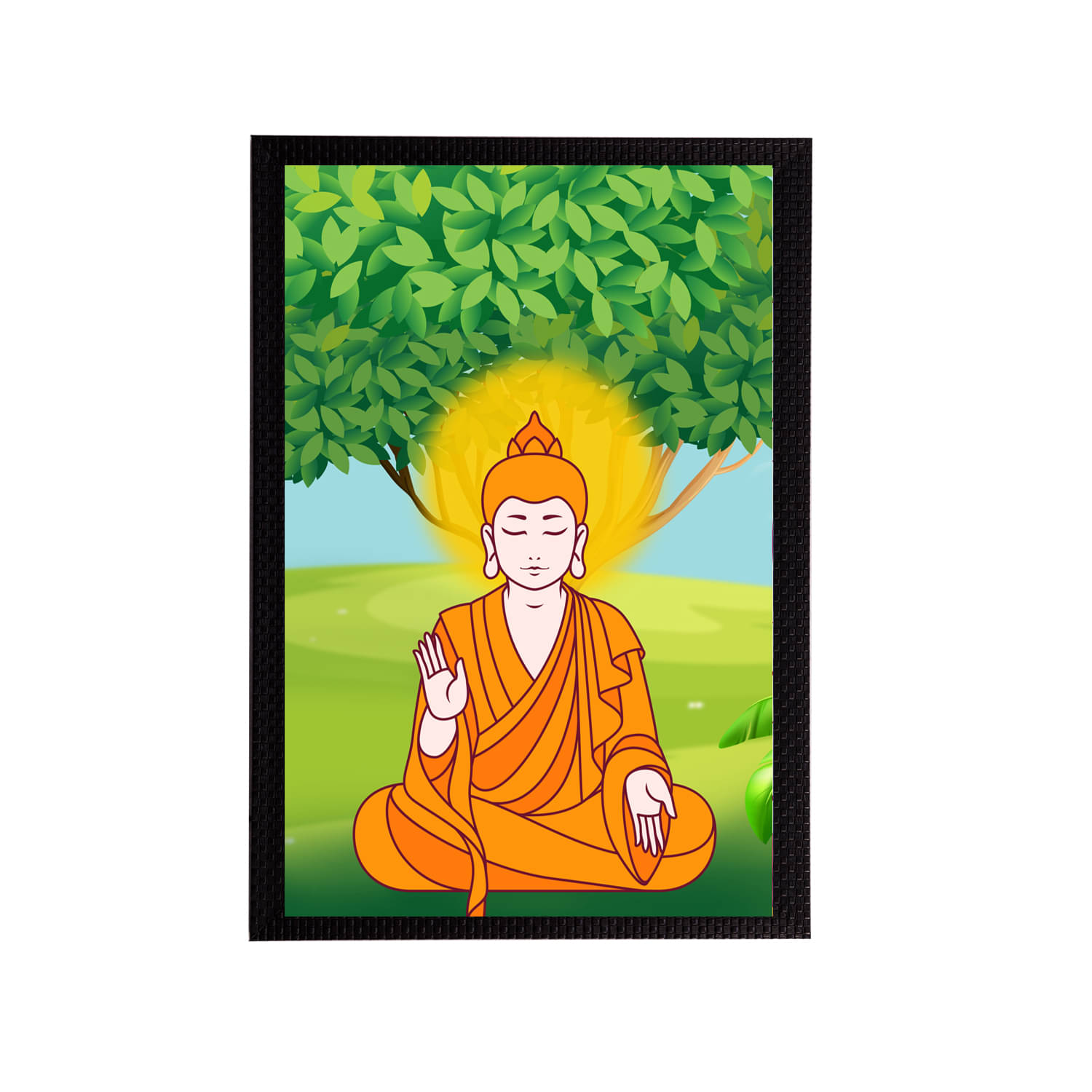     			eCraftIndia Green Yellow Meditating Lord Buddha Satin Matt Texture UV Art Painting