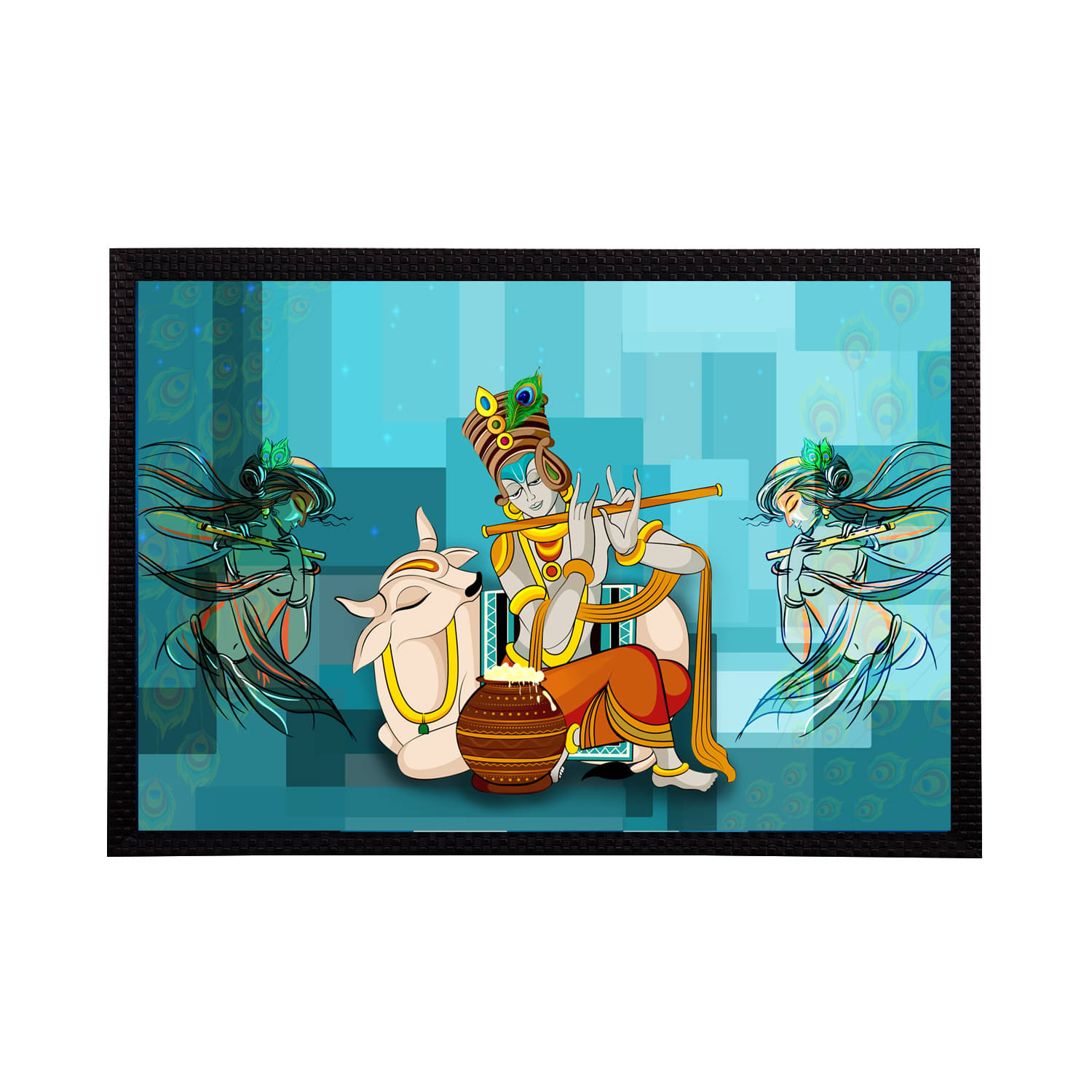     			eCraftIndia Lord Krishna Satin Matt Texture UV Art Painting