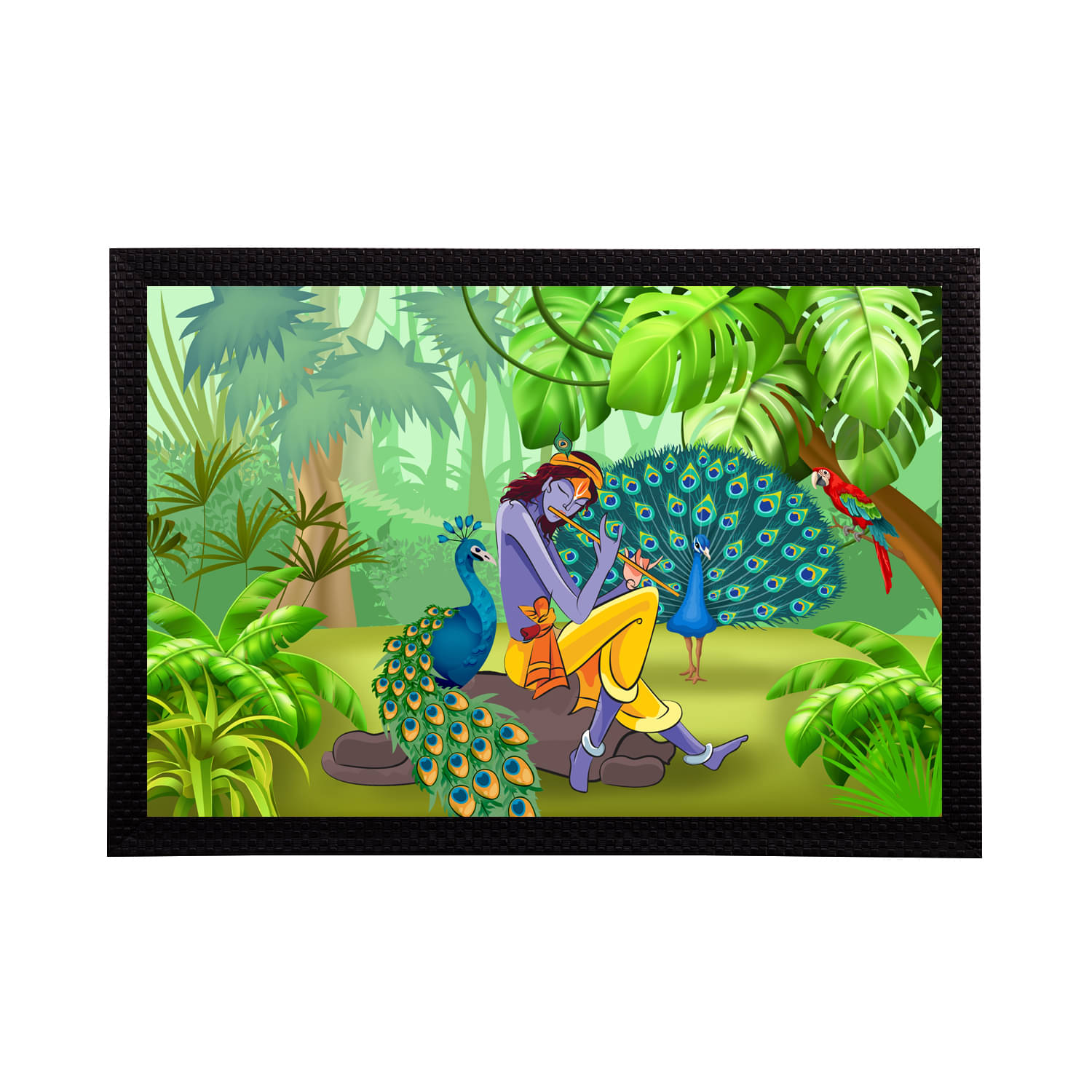 eCraftIndia Green & Blue Lord Krishna Satin Matt Textured UV Wall Art eCraftIndia Green & Blue Lord Krishna Satin Matt Textured UV Wall Art