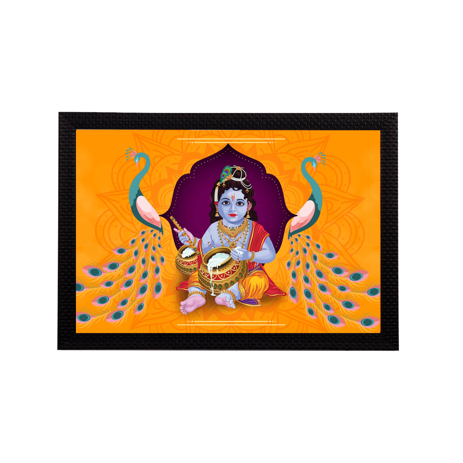     			eCraftIndia Lord Krishna Satin Matt Texture UV Art Painting