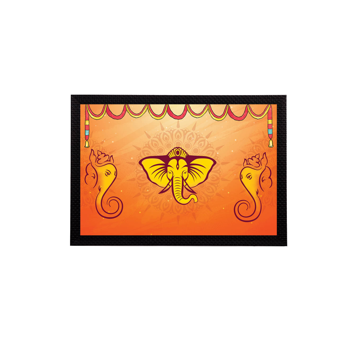     			eCraftIndia Yellow & Orange Lord Ganesha Satin Matt Texture Framed UV Wall Art Painting