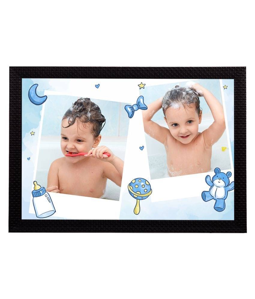 eCraftIndia Cream-coloured & Blue Cute Baby Satin Matt Texture Framed UV Wall Art Painting eCraftIndia Cream-coloured & Blue Cute Baby Satin Matt Texture Framed UV Wall Art Painting