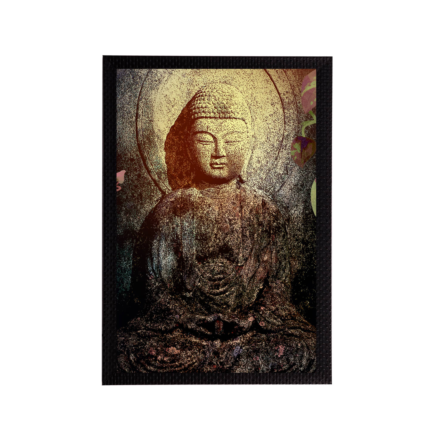     			eCraftIndia Beige & Black Meditating Lord Buddha Satin Matt Texture UV Art Painting